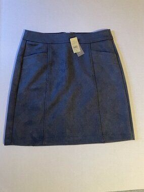 LOFT Faux Suede Mini Skirt Charcoal 2P